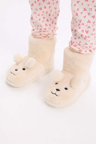 DeFacto Kız Çocuk Düz Taban Panduf D3444A824WNBG47 Bej