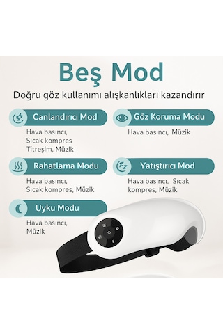 Akıllı Göz Masaj Aleti Hava Basınçlı, Isıtmalı, Titreşimli Ve Müzikli 5 Farklı Masaj Modu