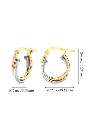 Moom Mücevherat Kadın 14 Ayar Altın 2 Renk Sarı Beyaz Halka Küpe N11.15467