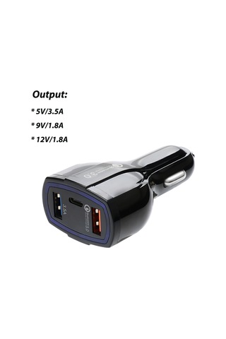 Hombey Siyah Araba Şarj Cihazı, 2 Usb Type-c Portlu, Hızlı Şarj Desteği, Çok Katmanlı Koruma, Abs Malzeme