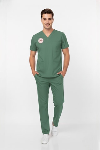 Unisex Ameliyat Yeşil Scrubs Üniforma Takım Frosty Spruce Sağlık Bakanlığı Yeni Yönetmeliğe Uygun Yeşil