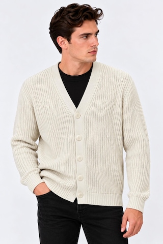 Classics Men Günsa Comfort Fit Erkek Tam Düğmeli Triko Ceket - 7833 Beyaz