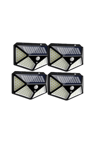 4 Adet Solar Bahçe Lambası 100 Led Bahçe Aplik Bahçe Lambası Bahç