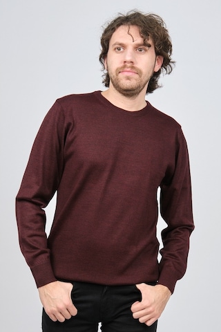Ateş Triko Erkek Yuvarlak Yaka Yün Kazak 6090005 Bordo Bordo