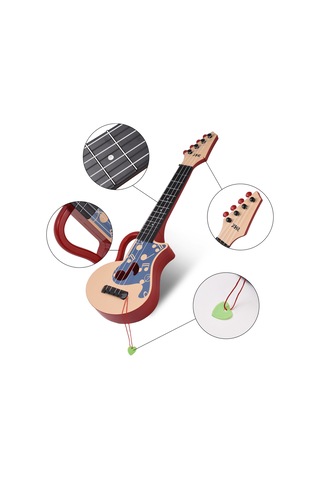 Ruicoo Başlangıçcılar İçin Çalınabilir 54 Cm El Taşınabilir Not Desenli Kırmızı Ukulele Enstrümanı