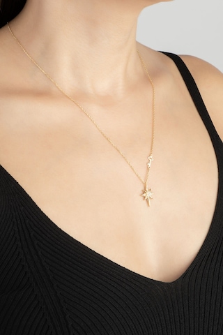 So Chic vega Başarı Yıldızı 18 Ayar Sarı Altın Kaplama 48 CM Gümüş Kolye