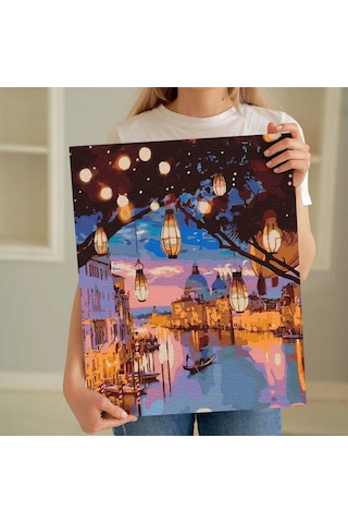 Sayılarla Boyama Seti 40 X 50 Cm Tuval Şasesine Gerili Akşam Manzarası