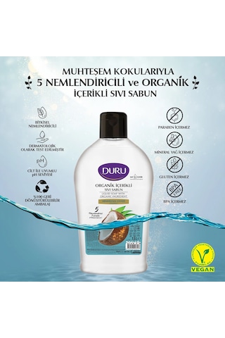 Duru Organik İçerikli Hindistan Cevizi Sıvı Sabun 1500 ML
