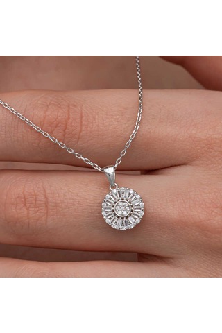 Artsmagazinmücevher Gümüş Zirkon Taşlı Yuvarlak Kadın Kolye