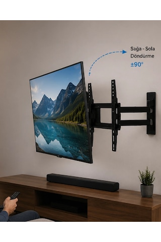 Lcd Led Tv Duvar Aparatı Çift Kollu Hareketli Askı Sistemi Çok Renkli
