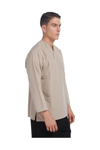 V Yaka Ceket Uzun Kol Bej