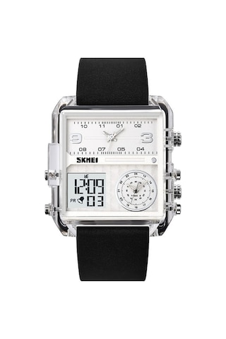 Novahub Skmeı 2021 Kare Büyük Kadran Üçlü Hareket Erkek Spor Saati Şeffaf Beyaz Çok Renkli, Beyaz Yüzeyli Çok Renkli