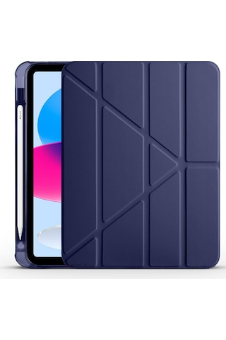 Apple Uyumlu iPad 11.nesil 11 İnç 2025 A16 Üçgen Katlanabilir Kalemlikli Yatay Dikey Standlı Akıllı Kılıf Kapaklı Kılıf