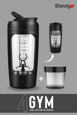 Stevig 4 Gym Şarj Edilebilir Elektrikli Protein Shaker 650 Ml Siyah St-225 Siyah