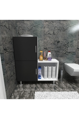 Moonlife 2 Kapaklı L Çok Amaçlı Banyo Dolabı Siyah