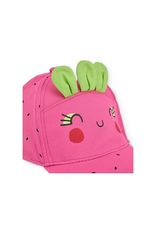 Tuc Tuc Kız Çocuk Çilek Tasarımlı Yaprak Detaylı Pembe Şapka 52cm Yaş 3-5-2731