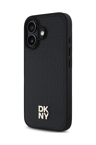 Apple Uyumlu iPhone 16 Plus Kılıf Dkny Lisanslı M-safe Şarj Özellikli 3d Yazılı Repeat Pattern Kapak Siyah