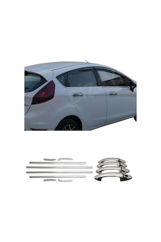 Ford Fiesta 2008-2017 Araca Özel Krom Cam Çıtası + Krom Kapı Kol 2'li Set A+ Paslanmaz Çelik