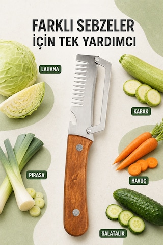 5 İ 1 Arada Çok Fonksiyonlu Sebze Doğrayıcı, Kesme, Soyma, Rendeleme Ve Dilimleme Aparatı, Paslanmaz Çelik Kahverengi