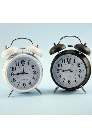 Büyük Boy Metal Masaüstü Renkli Işıklı Çalar Saat 15 11cm - Beyaz