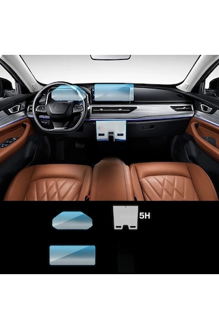 Chery Tiggo 8 Pro Uyumlu Navigasyon Dijital Gösterge Klima Kontrol Ekranı 3'lü Set 9H Nano Ekran Koruyucu