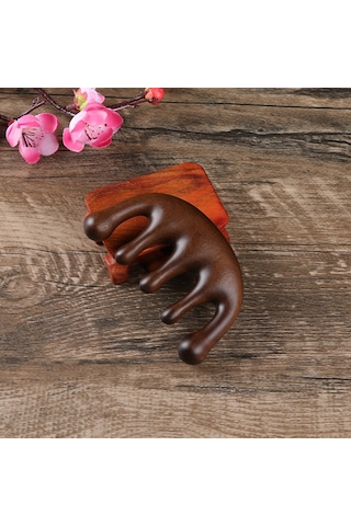 Yaozixa Altın Sarı Sandalwood Masaj Tarak, Yüzük Desenli Beş Dişli, Evde Kullanıma Uygun, Dayanıklı Ahşap, Toplu Satış Stokta Diğer