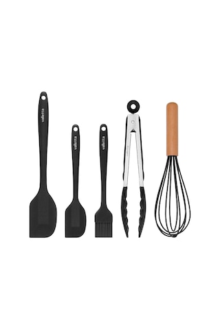 Valletta Fugazi Isıya Dayanıklı Silikon Spatula Seti 5 Parça Siyah