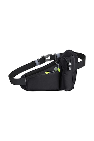 Jeehugo Siyah Spor Bel Çantası, İki Fermuarlı Cep Ve Su Şişesi Tutucu İle Outdoor Aktivitelere Uygun Siyah