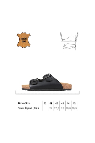 Paleng Mantar Taban Şiltesi Deri Erkek Terlik (554949410) Siyah