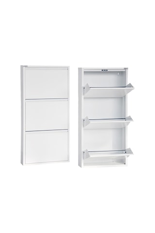 3'lü Metal Ayakkabılık - Beyaz