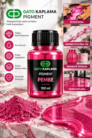 Gato Kaplama Solvent Bazlı Transparan Sıvı Pigment Boya 100 Ml Pembe Renk Renklendirici