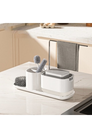 Ulzyvf Pratik 2'li Sabunluk, Sünger Ve Bez Askılı Sızdırmaz Lavabo Organizatörü Beyaz Beyaz