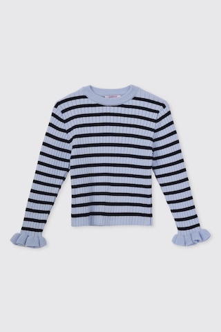 Panço Kız Çocuk Çizgili Triko Mavi Kazak 2621GK18002