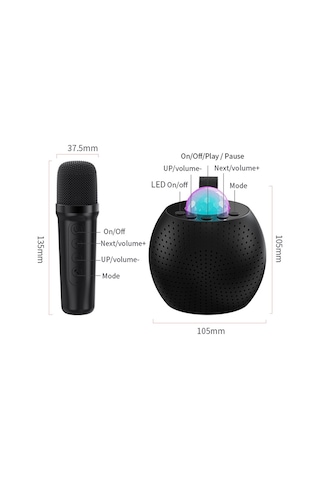 Ranyeek Z1 Siyah Ev Ktv Seti: Bluetooth Hoparlör + Iki Mikrofon İle Star Projeksiyonu, Cep Boyutlu Doğal/ev Partisi si