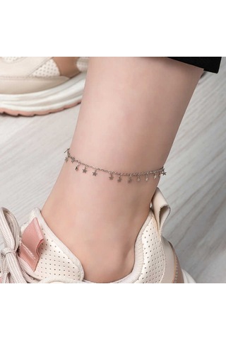 925 Ayar Gümüş Yıldız Halhal Çok Renkli