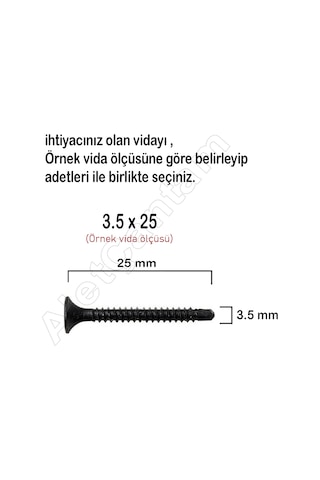 Matkap Uçlu Alçıpan Vidası Siyah Vida 3.5 x 35 MM 100 Adet