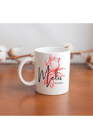 Gül Tasarımlı Kişiye Özel Hediye Kupa Bardak Renk