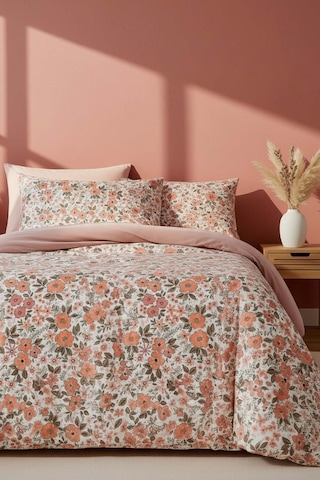 Pembe Bahar Çift Kişilik Naturel İpeksi Nevresim Takımı Pembe
