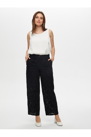 Faik Sönmez Wide Leg Fit Brode Nakış Detaylı Pantolon S25pnt039 Us25pnt03910 Siyah