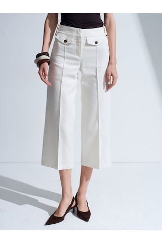 Dilvin 72711 %100 Pamuk Culotte Pantolon-ekru