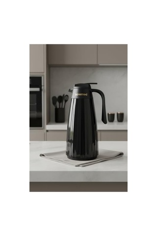 Siyah Cam Termos, 1.5 Litre Kapasite İle Sıcaklık Koruma Açık Beyaz