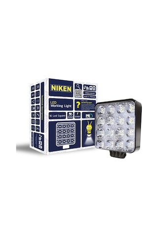 16 Ledli Kare Çalışma Lambası 12v-24v Uyumlu-montaj Aparatlı-yerli Üretim Türk Malı 9/48v Proseries