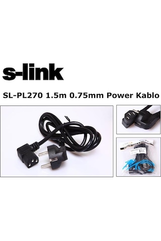 S-Link Sl-Pl270 1.5M 0.75Mm L Power Kablo Güç Kablosu 90 Derece