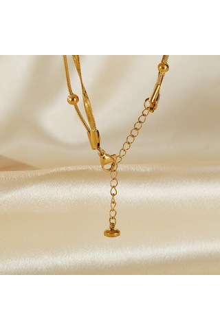 Sones Opk Gz198 Basit Paslanmaz Çelik Çift Katmanlı Boncuk Bileklikler Altın