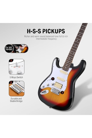 Donner Dst-100sl Solak Elektro Gitar Seti Sunburst