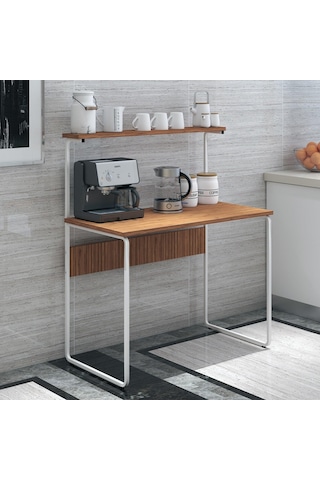 Dehalimited G Masa 100X50 Metal Iskeletli Parlak Bambu Yüzey Ders Çalışma Ve Bambu - Beyaz