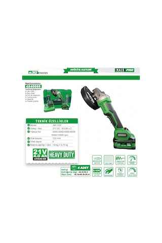 Haispro Akülü Avuç Taşlama Makinesi 2x4 Ah Çift Akü S30 Rb-125p