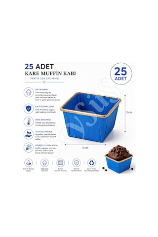 Muffin Kalıbı Kare Mavi