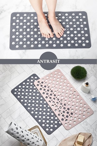 İsgstore Vantuzlu Banyo Ve Duşa Kabin Dikdörtgen, Küvet İçi Kaydırmaz Vantuzlu Banyo Paspası Antrasit Diğer