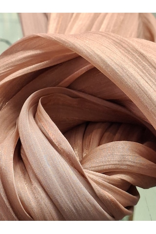 İpek Dükkanı Organza Shımmer Abiye Üzeri Parlak Şal Bakır